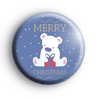 Relaxed Merry Christmas Teddy Bear Badge