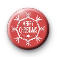 Red and White Merry Christmas Snowflake Badge thumbnail