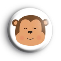 Sweet Cheeky Brown Monkey Face Badge thumbnail