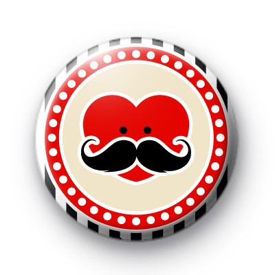 Moustache Heart Face Red Badge