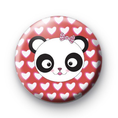 Mrs Panda Bear Love Hearts Badge