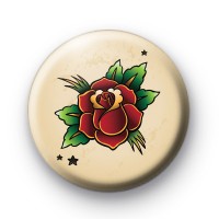 Old School Red Rose Tattoo Button Badges