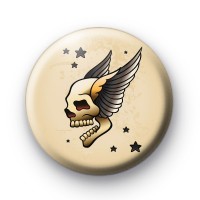 Old School Skull Wings Tattoo Button Badges