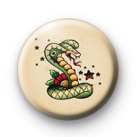 Old School Snake Tattoo Button Badge