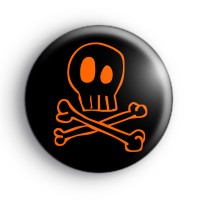 Orange and Black Skull and Crossbones Badge