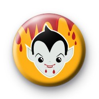 Dracula Vampire Orange Button Badge