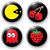 Set of 4 Retro Pacman Button Badges