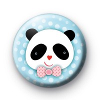 Pink Bow Tie Panda Badge