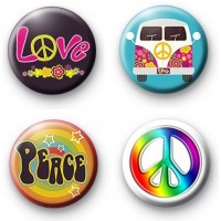 Set of 4 Peace button badges