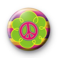 Cute Peace Flowers Button Badge thumbnail