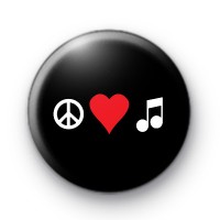 Peace Love Musical Notes Button Badges