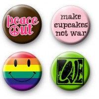 Set of 4 Peace Love Badges