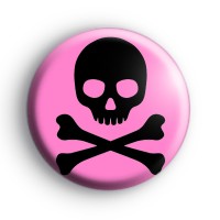 Black and Pink Emo Skull Badge