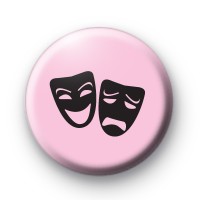 Pink and Black Happy and Sad Theatre Masks Badge