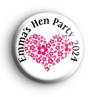 Custom Pink Heart Hen Party Badge