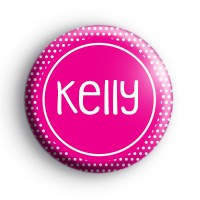 White and Pink Spotty Custom Name Badge