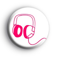 Pink and White Headphones badges