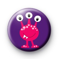 Pink Three Eyed Monster Badge thumbnail