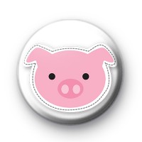 Pink Farmyard Pig Button Badge