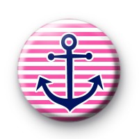 Pink and Blue Anchor Sailor Button Badges