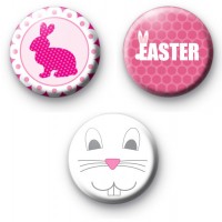 Set of 3 Pretty Pink Easter Badges