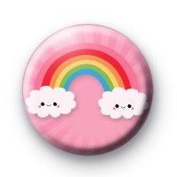 Pink Happy Clouds Button Badge