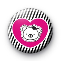 Pink Heart Bear Badge thumbnail