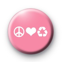 Pink Peace Love Recycle Badge
