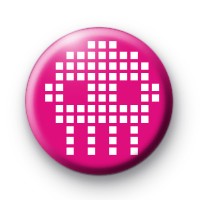 Pink Pixel Skull Button Badge