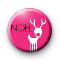 Bright Pink Noel Reindeer Badge