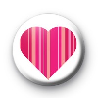 Cute Pink Stripey Love Heart Badge