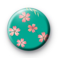 Cute Pink and Blue Flower Blossom Badge thumbnail