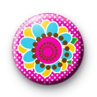 Pinky Pink Flower Button Badges thumbnail