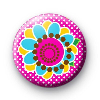 Pinky Pink Flower Button Badges medium