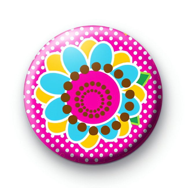 Pinky Pink Flower Button Badges