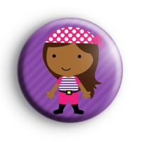 Cute Black Pirate Girl Badge