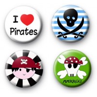 Set of 4 Pirate Button Badges