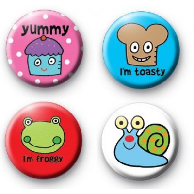 Set of 4 Pop Art Button Badge Pack : Kool Badges
