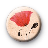 Red Poppy Flowers Badges