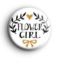 Pretty Black and Gold Flower Girl Badge thumbnail