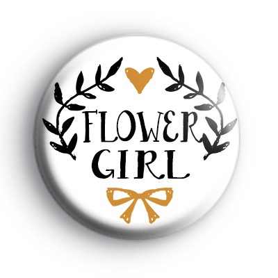 Pretty Black and Gold Flower Girl Badge medium