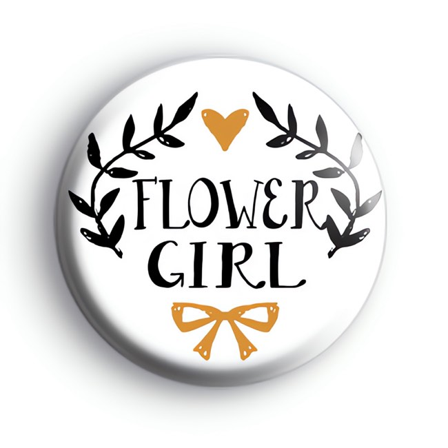 Pretty Black and Gold Flower Girl Badge