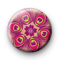Pink Peacock Pattern Badges