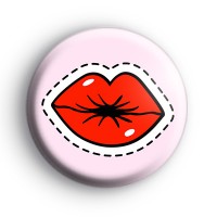Pucker Up Red Lips Badge