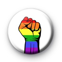 LGBT Raised Fist Resist Rainbow Button Badge