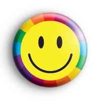 Rainbow Yellow Smiley Badge