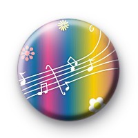 Rainbow Musical Notes Button Badge
