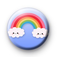 Extra Cute Rainbow Smiley Clouds Button Badge thumbnail