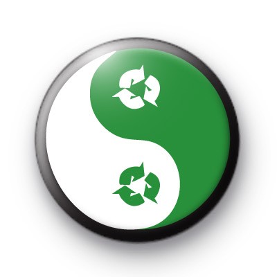 Green Recycle Yin Yang Badges