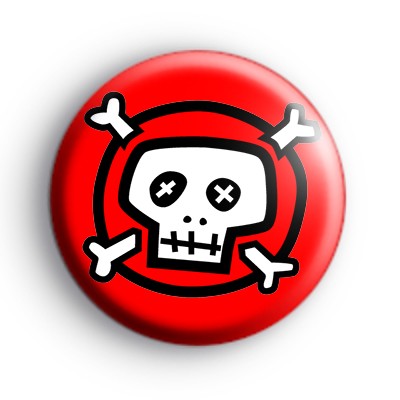 Cool Red and White Skull Badge medium